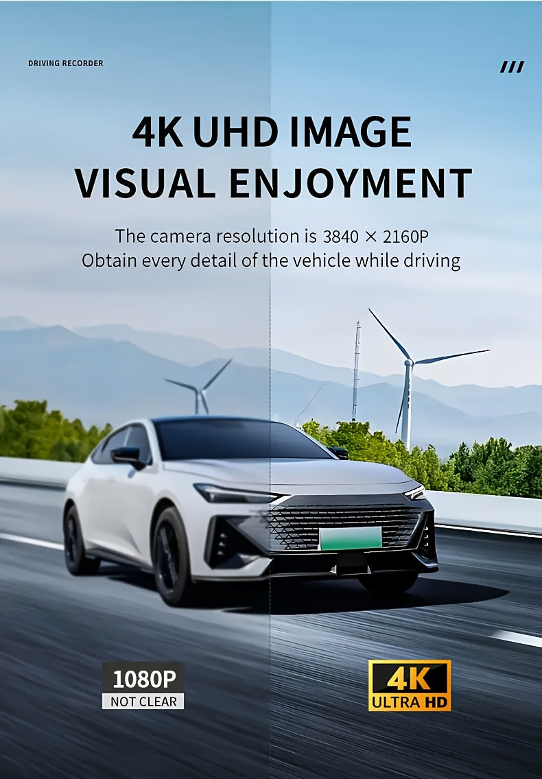 3 Channel Dash Cam 4K Front + 4K Interior + 1080P Rear with Free 32GB Card, Night Vision, G-Sensor, Wide Angle, Real-Time Recording & Parking Monitor – Velora