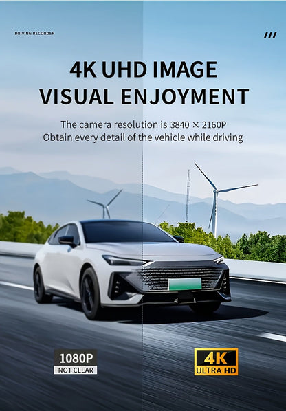 3 Channel Dash Cam 4K Front + 4K Interior + 1080P Rear with Free 32GB Card, Night Vision, G-Sensor, Wide Angle, Real-Time Recording & Parking Monitor – Velora