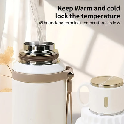 600ml Stainless Steel Tumbler Double Wall Vacuum Insulated Leak-Proof Lid with Handle Cleaning Brush Included Hot Cold Drinks Travel Office Gym Outdoor Water Bottle 20oz