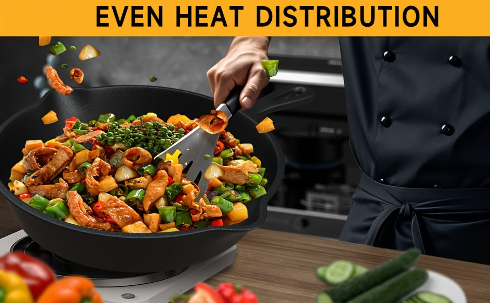 3pcs Cast Iron Skillet Set with Drip Spout – Pre-Seasoned Non-Stick Heavy Duty Cookware for Holiday Cooking, RV Camping, Campfire Meals, Oven & Stovetop Safe Kitchen Gift