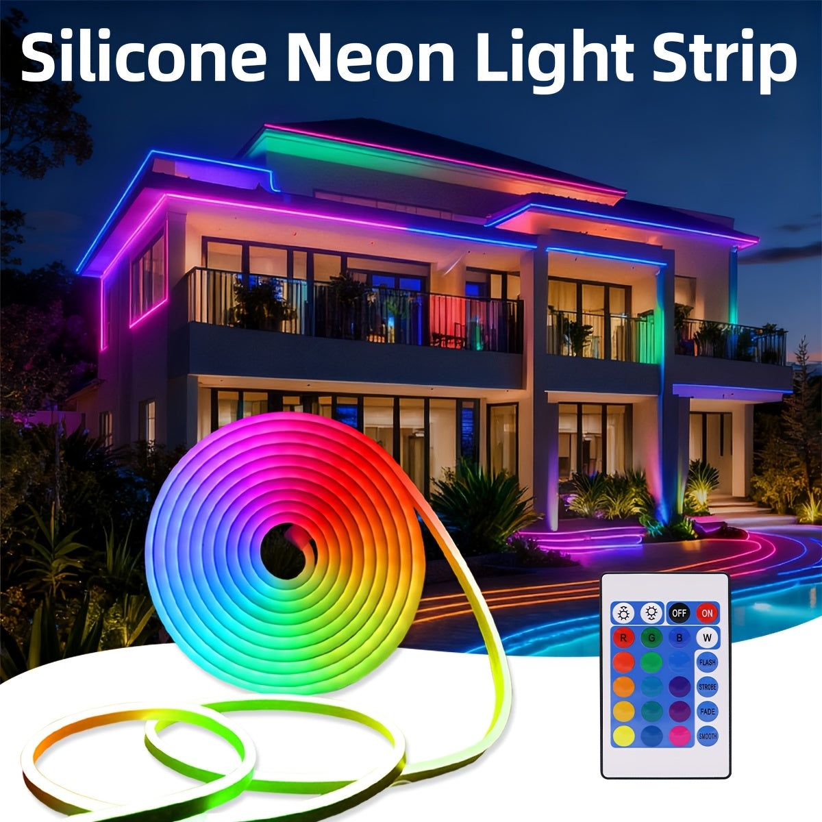 LED Neon Strip Lights with Remote Control – Color Changing RGB Atmosphere Light for Room, TV, Kitchen, Cabinet, Halloween, Christmas & Birthday Party Home Decoration – 3M, Multi-Pack Options