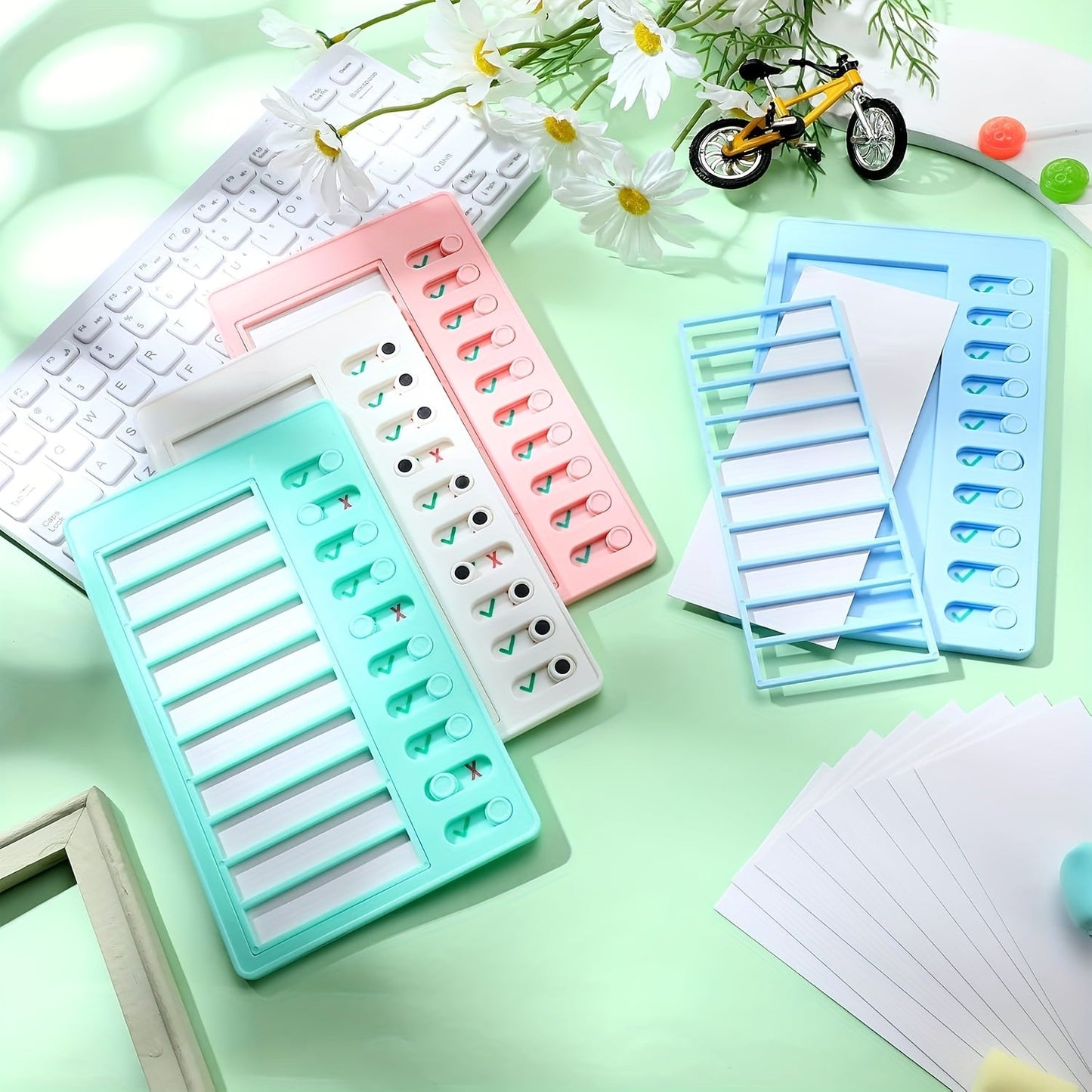 Chore Chart 4 Pack – Plastic Checklist Task Boards with 10 Detachable Cardstock To-Do Lists for Home Routine Planning, Kids Chores, Family Schedule & Daily Task Tracking