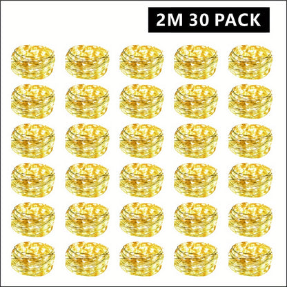 30-Pack LED Fairy Lights Battery Operated with Silver Wire – 6.5ft 20 LED Firefly Starry String Lights, Batteries Included, Perfect for DIY Wedding, Bedroom, Party, Patio, Christmas & Valentine's Day Decor