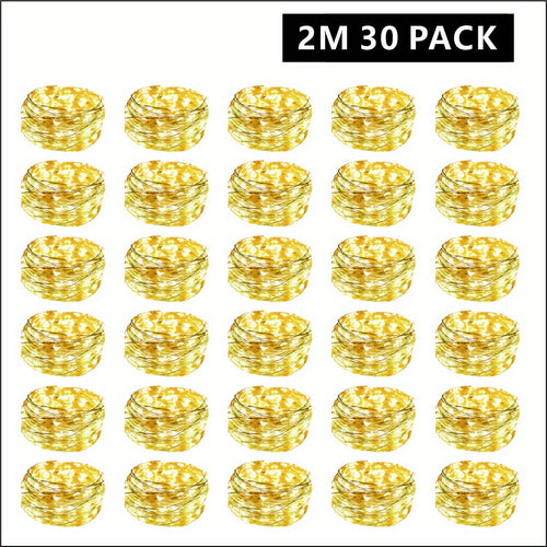 30-Pack LED Fairy Lights Battery Operated with Silver Wire – 6.5ft 20 LED Firefly Starry String Lights, Batteries Included, Perfect for DIY Wedding, Bedroom, Party, Patio, Christmas & Valentine's Day Decor