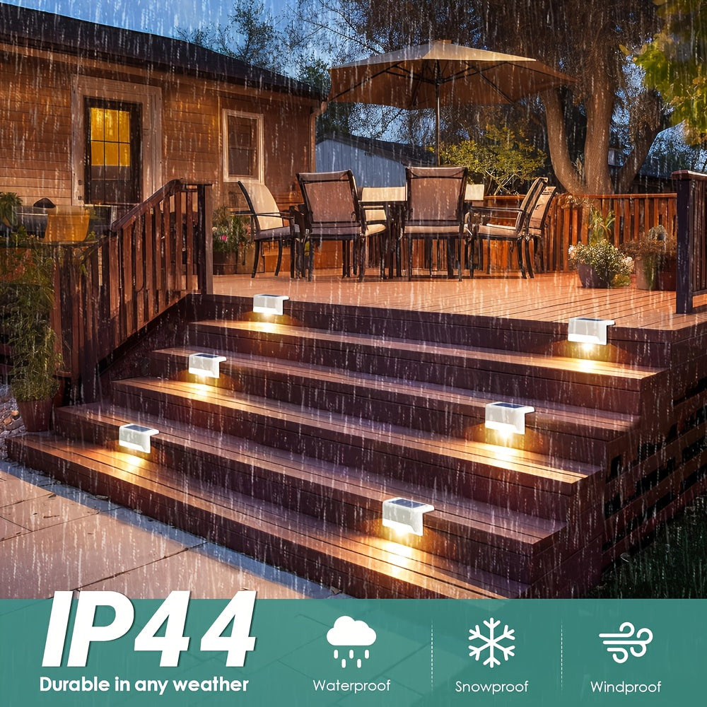 Solar Deck Lights Outdoor Waterproof LED Step Stair Fence Lights 8 16 32 Pack Auto Dusk to Dawn 800mAh Warm White Solar Powered Pathway Patio Garden Driveway Yard Wall Lighting