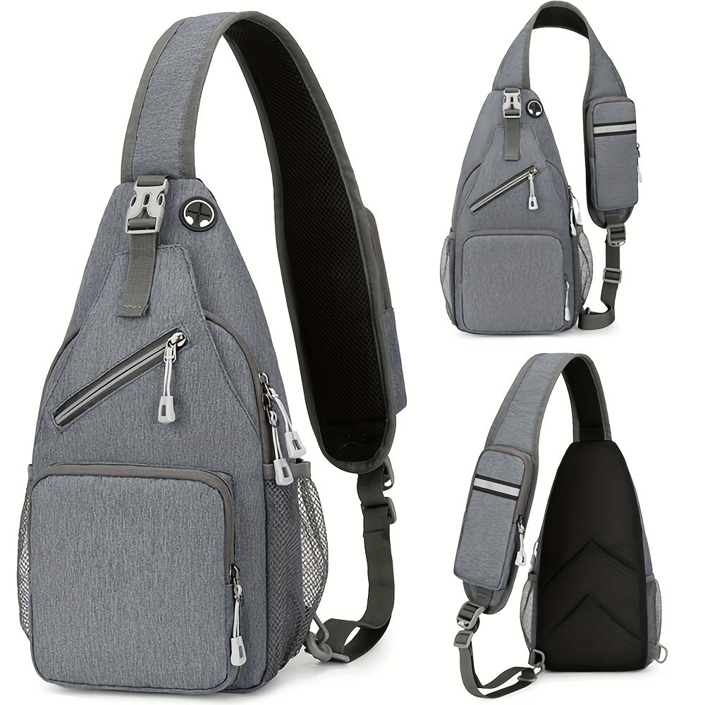 Large Capacity Crossbody Shoulder Bag for Men & Women – Multi-Purpose Embroidered Sports Style Travel Bag with Secure Zipper, Hands-Free Daily Commute & Outdoor Use, Multiple Colors