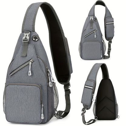 Large Capacity Crossbody Shoulder Bag for Men & Women – Multi-Purpose Embroidered Sports Style Travel Bag with Secure Zipper, Hands-Free Daily Commute & Outdoor Use, Multiple Colors