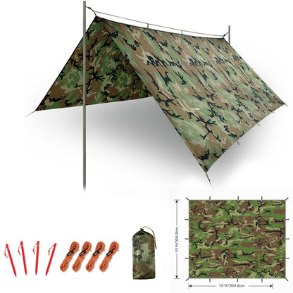 Outdoor Camping Tarp Canopy with UV Protection & Alloy Bracket – Portable Foldable 4-Person Shelter for Backpacking, Hiking, Garden & Outdoor Survival | All-Season Camping Awning