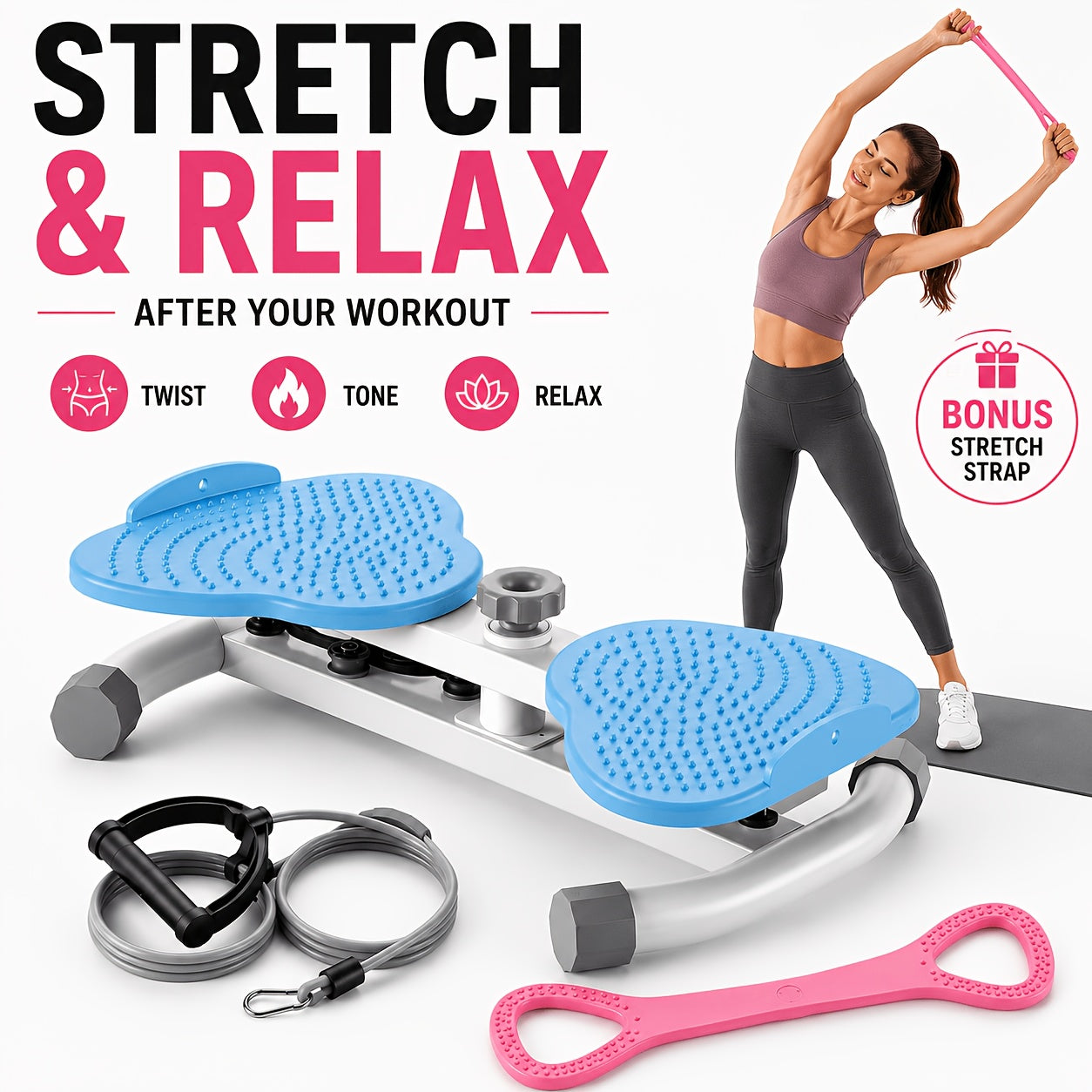 Waist Twisting Machine Ab Twister Board – 360° Noiseless Waist Twister Disc for Home Gym, 360 LBS Capacity, Digital Display Tracks Time, Reps & Calories, Includes Figure-8 Resistance Band