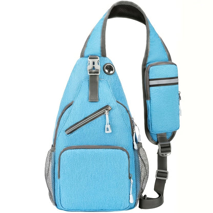 Large Capacity Crossbody Shoulder Bag for Men & Women – Multi-Purpose Embroidered Sports Style Travel Bag with Secure Zipper, Hands-Free Daily Commute & Outdoor Use, Multiple Colors