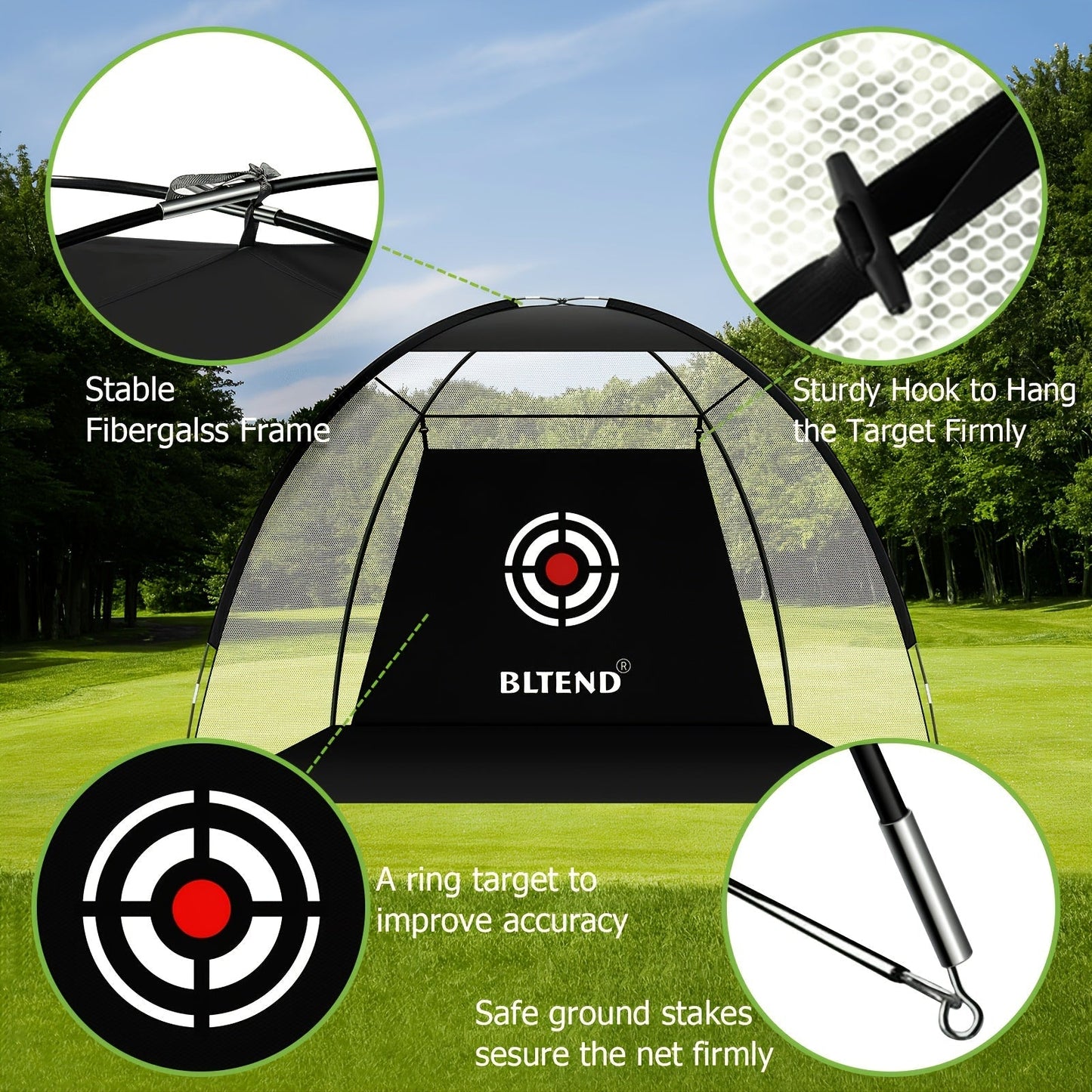 10x7ft Golf Practice Net & Mat Set with Balls, Tees & Carry Bag – Heavy Duty Golf Hitting Net for Backyard, Basement & Indoor Outdoor Use, Golf Training Equipment Gift for Men & Women