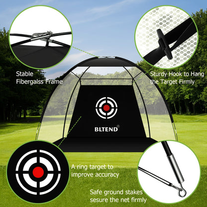 10x7ft Golf Practice Net & Mat Set with Balls, Tees & Carry Bag – Heavy Duty Golf Hitting Net for Backyard, Basement & Indoor Outdoor Use, Golf Training Equipment Gift for Men & Women