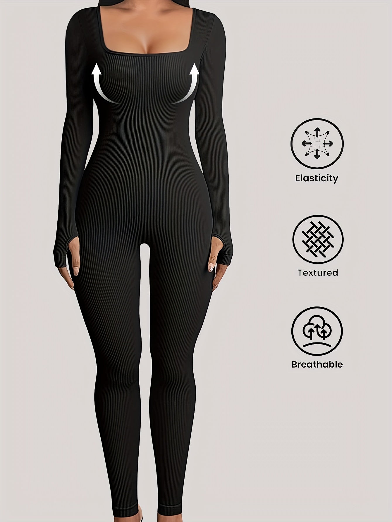 Women's Sleeveless Square Collar Jumpsuit – 90% Nylon Stretch Fabric, Thick & Opaque Active Wear for Yoga, Pilates, Running, Fitness & Everyday Events, Sizes S-XL, Multiple Colors
