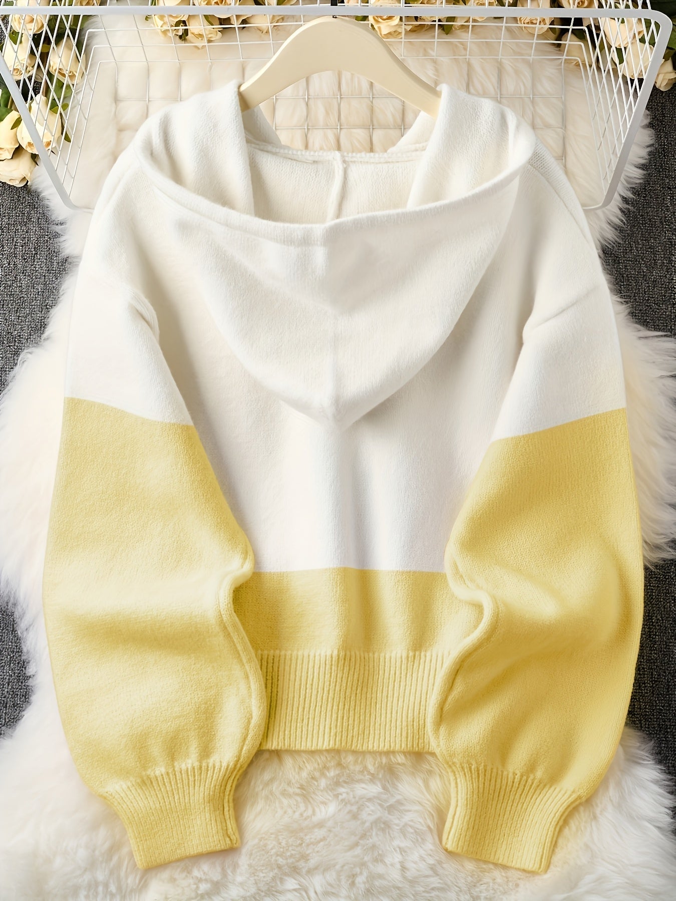 Women's Color Block Hoodie Cardigan Casual Loose Cropped – Lightweight Spring Summer Sporty Zip-Up Sweatshirt Jacket, Pastel Aesthetic Top for Daily Wear Office Parties S M L XL XXL