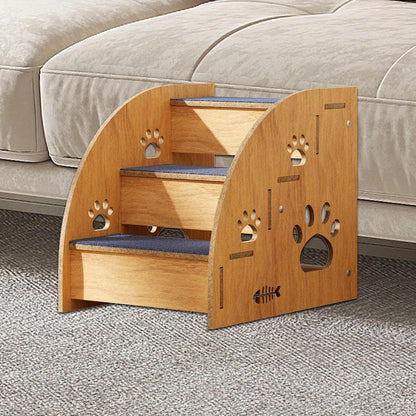 Non-Slip Pet Stairs for Bed and Couch - 3 or 5 Step Dog Steps with Safety Rails and Ramp Design, 15 Inch Height for Small Dogs Cats and Senior Pets, Lightweight Portable Pet Steps