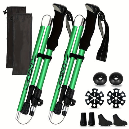 Trekking Poles 2 Pack Lightweight Aluminum Alloy Foldable Hiking Sticks – Quick-Lock Adjustable, Ergonomic Non-Slip Grip & Carry Bag for Men Women Camping Travel