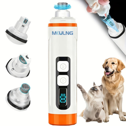 Quiet Dog Nail Grinder with LED Light – 3-Speed Rechargeable Electric Pet Nail Trimmer Kit, Painless Paw Grooming for Small Medium Large Dogs & Cats