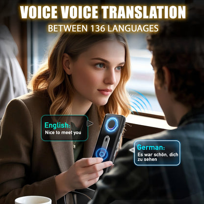 Portable Language Translator Device – Two-Way Instant Voice Translation, 136 Languages, WiFi & Offline Support, High Accuracy AI Translator for Travel, Business, Learning & International Communication