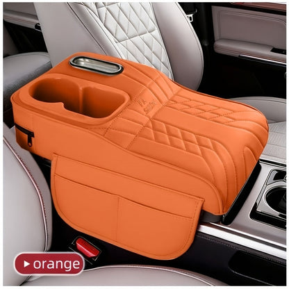 Car Center Console Armrest Pad Height Extender with Tissue Box and Cup Holder Storage Organizer Black Beige Orange Red Brown for Most Cars SUVs