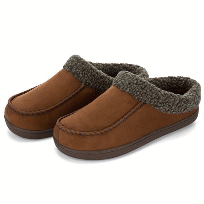 Men's Sheepskin Collar Loafers – Memory Foam Cushioning, Anti-Slip TPR Sole, Warm Lining, All-Season Indoor & Outdoor Slip-On Shoes – Coffee Brown, Camel, Black (US 7–12)