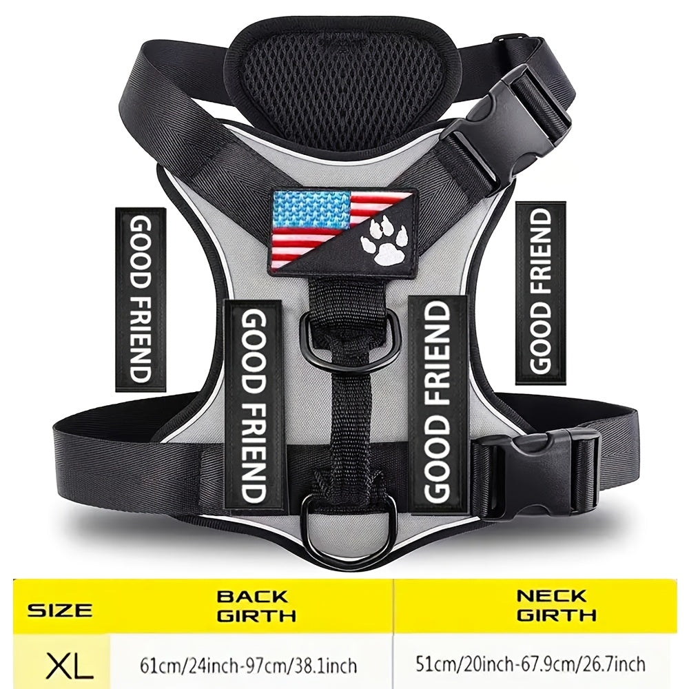 Service Dog Harness Vest with 5 ID Patches – Reflective Adjustable Oxford Vest with Breathable Mesh Lining, Service Dog ID System for Small Medium Large Dogs, Sizes XS-XL, Public & Mobility Aid
