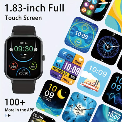 Smartwatch 1.83 Inch HD Screen Bluetooth Call Music Playback Sleep Monitor Step Calorie Fitness Tracker Sports Watch 3 Colors Gift