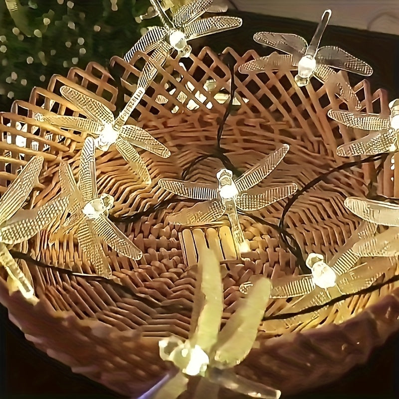 Solar Dragonfly String Lights Outdoor Waterproof – 236 Inch 30 LED 8 Modes Solar Powered Fairy Lights for Garden, Patio, Balcony, Yard & Christmas Decoration, Warm White & Color Options