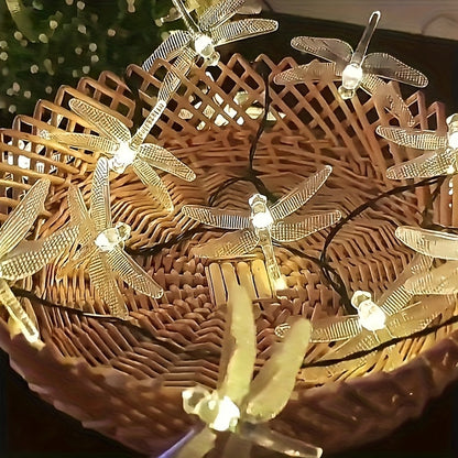 Solar Dragonfly String Lights Outdoor Waterproof – 236 Inch 30 LED 8 Modes Solar Powered Fairy Lights for Garden, Patio, Balcony, Yard & Christmas Decoration, Warm White & Color Options