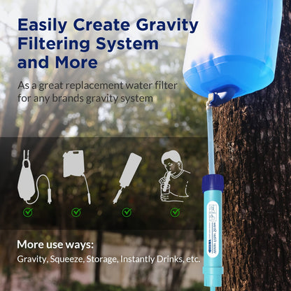 Personal Water Filter Straw 0.1 Micron 4-Stage Filtration Mini Water Purifier, Lightweight Portable Survival Gear for Hiking Camping Travel Emergency Preparedness, 1 or 2 Pack Options