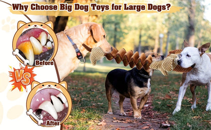 Large Squeaky Crinkle Dog Toy – Extendable 15.7" to 19.7" Plush Pull & Tug Bite Toy with Crinkled Paper Filling for Small Medium Large Dogs, Interactive Fetch & Chew Toy, No Battery Needed