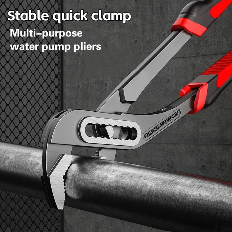 Heavy Duty Adjustable Water Pump Pliers Wrench 8" 10" 12" Large Opening Quick Adjustment for Pipeline Plumbing Bathroom Construction & Car Maintenance