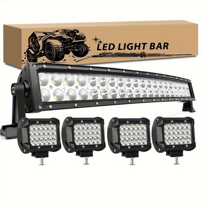 LED Work Light Bar Kit for Off-Road Truck Jeep SUV UTV ATV Tractor – 22" & 10" Light Bar + 4" LED Pods, 2000-3000 Lumens, 12-24V, No Battery Required, Multiple Configurations