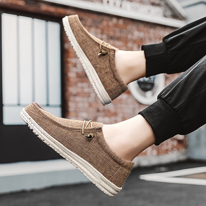 Men's Plus Size Breathable Vintage Canvas Loafers Low-Top Casual Sneakers Round Toe Slip-On Shoes for Outdoor Sports Daily Wear All Seasons Beige Black Blue Brown US 7-13