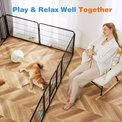 Portable Dog Playpen 8/16 Panels Heavy Duty Pet Exercise Pen for Large Medium Small Dogs Indoor Outdoor Use RV Camping Garden Yard Puppy Rabbit Animal Pen