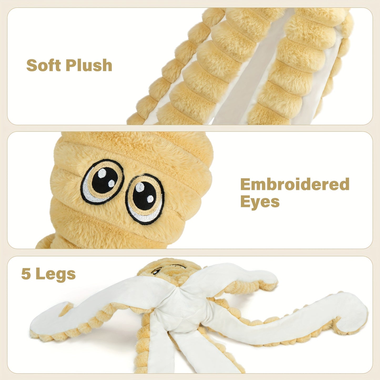 Squeaky Octopus Plush Dog Chew Toy – Interactive Stuffed Squeaker Toy for Puppies & Dogs, Soft Teeth Cleaning Chewable Animal Toy for Small Medium Large Breeds, Cute Gift, 5 Colors