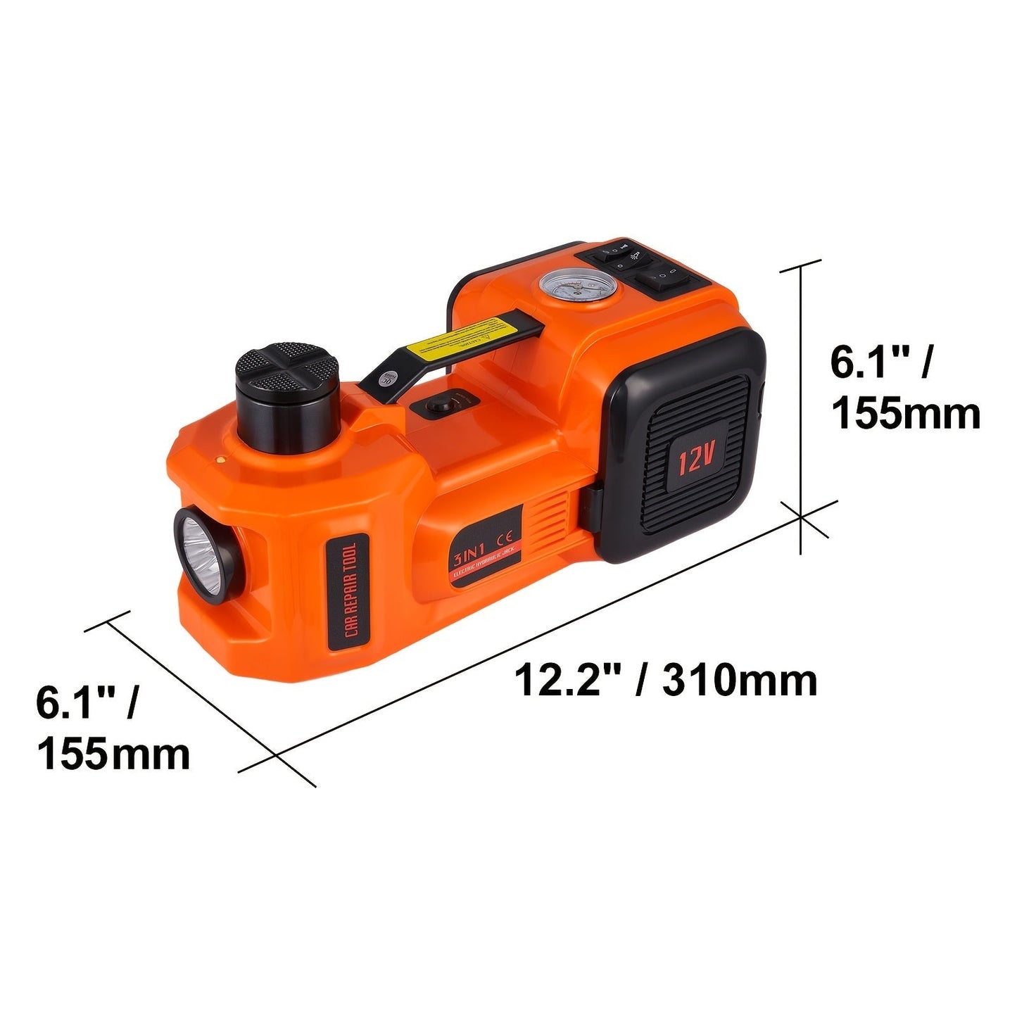 HAPPYBUY 5 Ton Hydraulic Car Jack 11023 Lbs with Built-in Inflatable Pump & LED Light - Portable Car Lift for Tire Changes & Garage Repairs, Compatible with SUV, MPV, Sedan & Truck