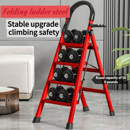 Heavy Duty Folding Step Ladder 500 Lbs Capacity - 2/3/4/5 Step Portable Non-Slip Ladder, Lightweight Durable Plastic, Foldable Step Stool for Home, Kitchen, Office & Industrial Use