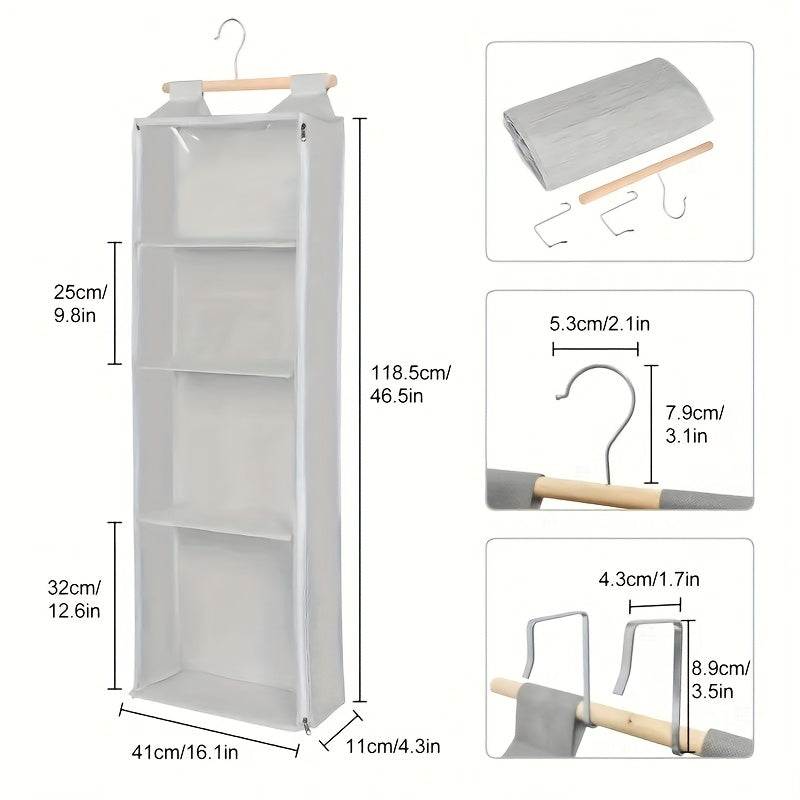 Hanging Yarn Storage Bag with 4 Large Pockets – Transparent Zipper Knitting & Crochet Organizer, Door Hook Rack, Double-Layer Fabric, Keeps Skeins & Hooks Organized | Velora