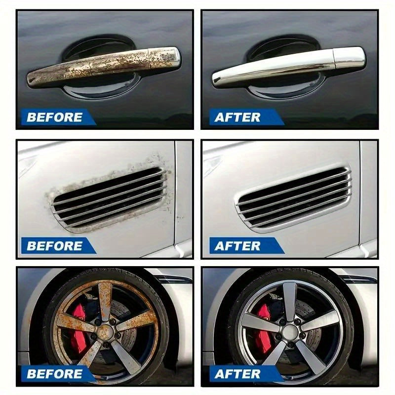 Multi-Purpose Rust Remover Spray for Car Wheels & Metal Surfaces, Fast-Acting Heavy-Duty Rust Dissolver & Decontamination Cleaner for Vehicles, Tools & Furniture