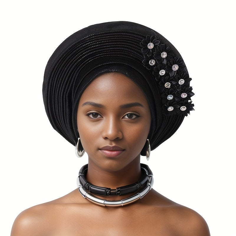 African Nigerian Gele Hat Layered Applique Headpiece Women Wedding Tea Party Fascinator Traditional Headwear 15 Colors Mother's Day Gift