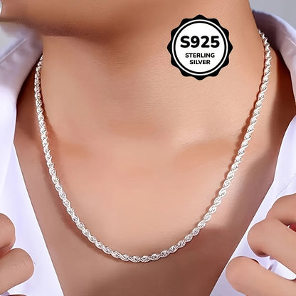 925 Sterling Silver Twisted Rope Chain Necklace for Women – Hip Hop Shiny Basic Chain Choker Layering Necklace 16 18 20 22 24 Inch Elegant Jewelry Gift