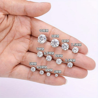 Moissanite Stud Earrings 925 Sterling Silver D Color VVS1 Round Cut 1-4 Carat – Brilliant Fine Jewelry for Women & Men, Perfect Gift for Anniversary, Wedding, Christmas & Birthday