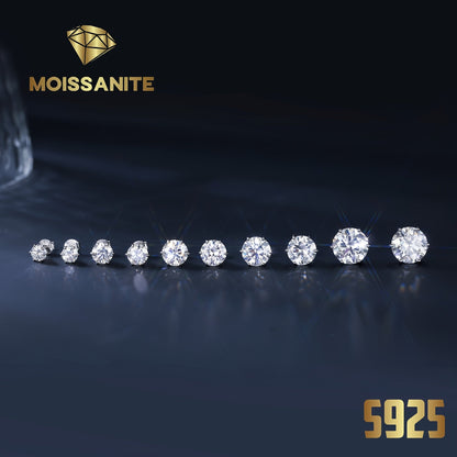 Moissanite Stud Earrings D Color VVS Brilliant Round Cut S925 Sterling Silver – 1CT to 10CT Options, Velvet Pouch & Polishing Cloth Included, Perfect Birthday, Christmas & Valentine’s Day Gift (4.25g)
