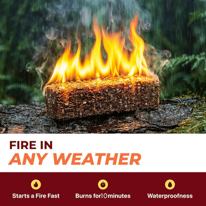 Fire Starter Squares – Waterproof Odorless Charcoal Firestarter Cubes for Campfire, BBQ, Grill, Fireplace & Wood Stove, No Kindling Needed, 32/64/128/192 Piece Packs