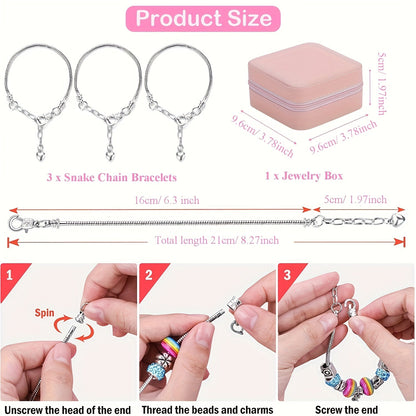 DIY Bracelet Making Kit for Girls Unicorn Mermaid Jewelry Craft Set with Portable Jewelry Box Handmade Beading Gift for Birthday Christmas Graduation Valentine Blue Purple Pink Black