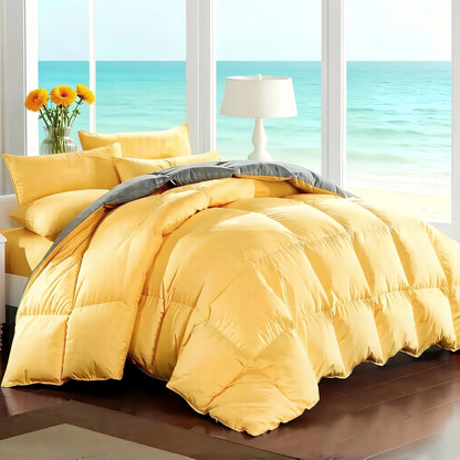7 Piece Comforter Set Queen King Size – Soft Microfiber Pinch Pleated Bed in a Bag with Comforter, Fitted Sheet, Flat Sheet & 4 Pillowcases, All-Season Bedding Set for Home & Dorm