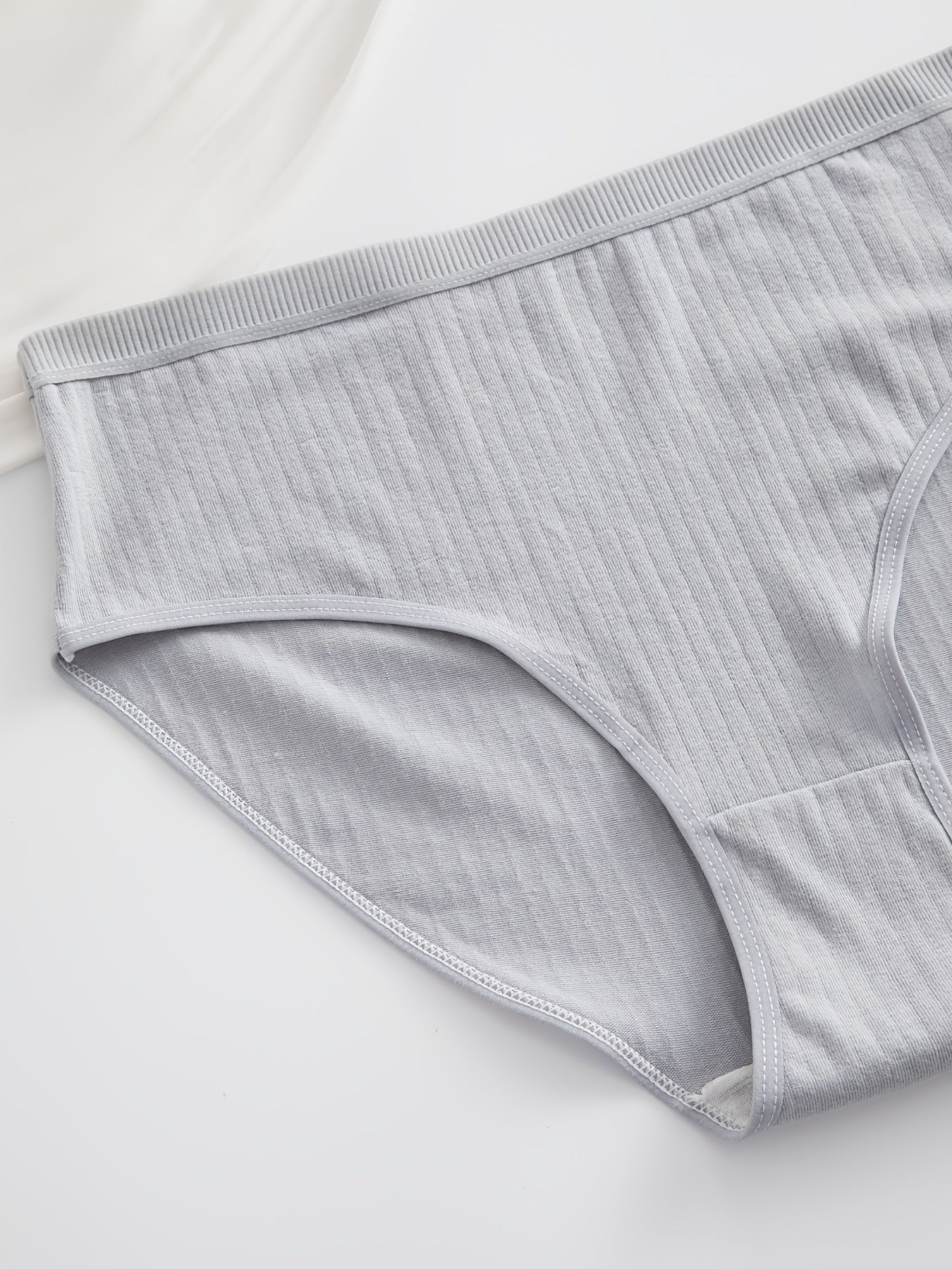 6-Pack Ribbed Thong Panties Women Soft Breathable Mid-Waist | Rib-Knit Triangle Underwear Solid Colors | Maternity-Friendly Everyday Panties Set | S to 5XL Mixed Colors