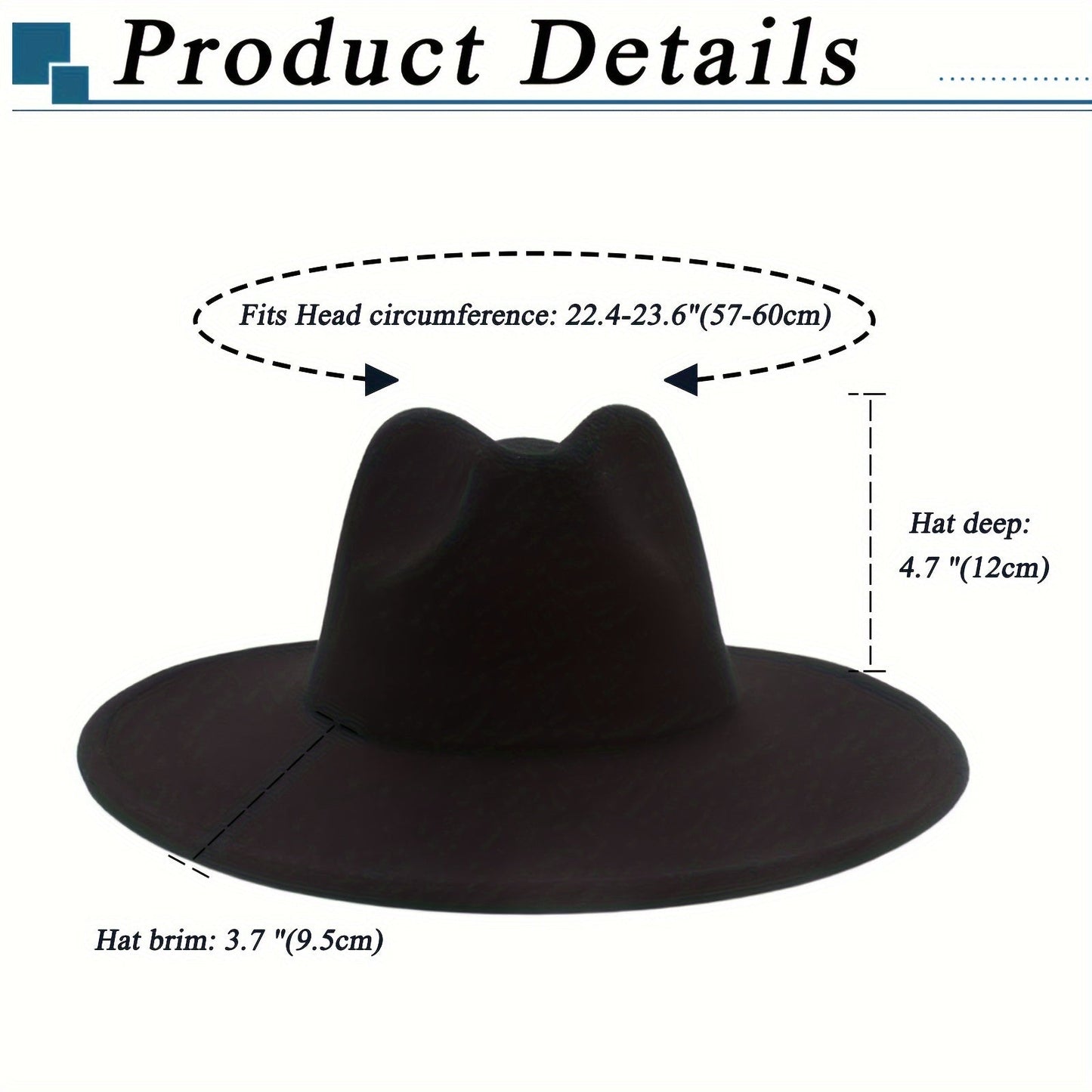 Wide Brim Cowboy Hat for Men & Women – Western Felt Fedora Cowgirl Cap, Classic Jazz Panama Trilby Style, Sun Hat for Outdoor Festivals, Travel & Everyday Casual Wear
