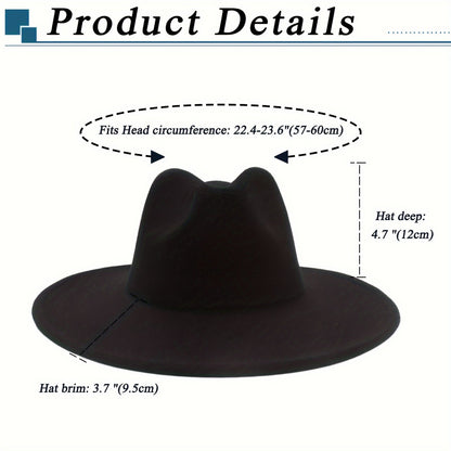 Wide Brim Cowboy Hat for Men & Women – Western Felt Fedora Cowgirl Cap, Classic Jazz Panama Trilby Style, Sun Hat for Outdoor Festivals, Travel & Everyday Casual Wear