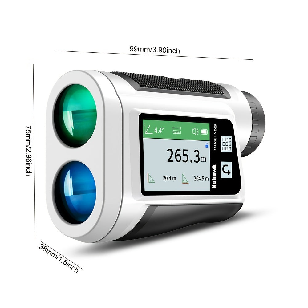 Nohawk 1000 Yard Laser Rangefinder with Side Color Display USB Rechargeable English Voice Broadcast Slope Compensation Vibration Alerts 9 Modes M Yard Ft for Golf Hunting Disc Golf Black White